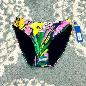 Birdsong basic classic for bikini swim bottom navy blue tropical nwt M